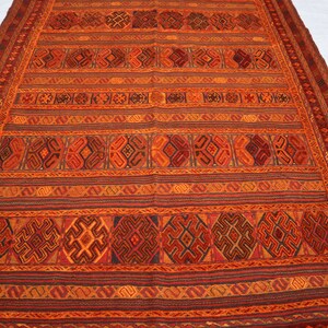 5x6 Handmade kilim rug, Red Tribal Afghan Woven rug, Vintage rustic striped rug bedroom Kitchen rug, Gifts, Turkish carpet, Dorm Rug, office