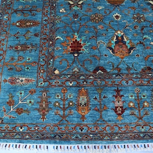 9x12 Taupe Blue Bidjar Rug - Persian Style Hand knotted handspun Wool Veg dye Dining Area Rug, Rug for living room Oriental Rug, Bedroom rug