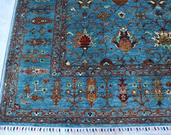9x12 Taupe Blue Bidjar Rug - Persian Style Hand knotted handspun Wool Veg dye Dining Area Rug, Rug for living room Oriental Rug, Bedroom rug
