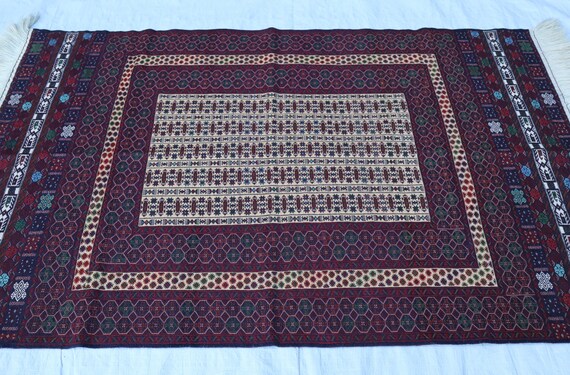 幾何学模様 ラグ トライバル カフカス地方 キリム ビンテージ