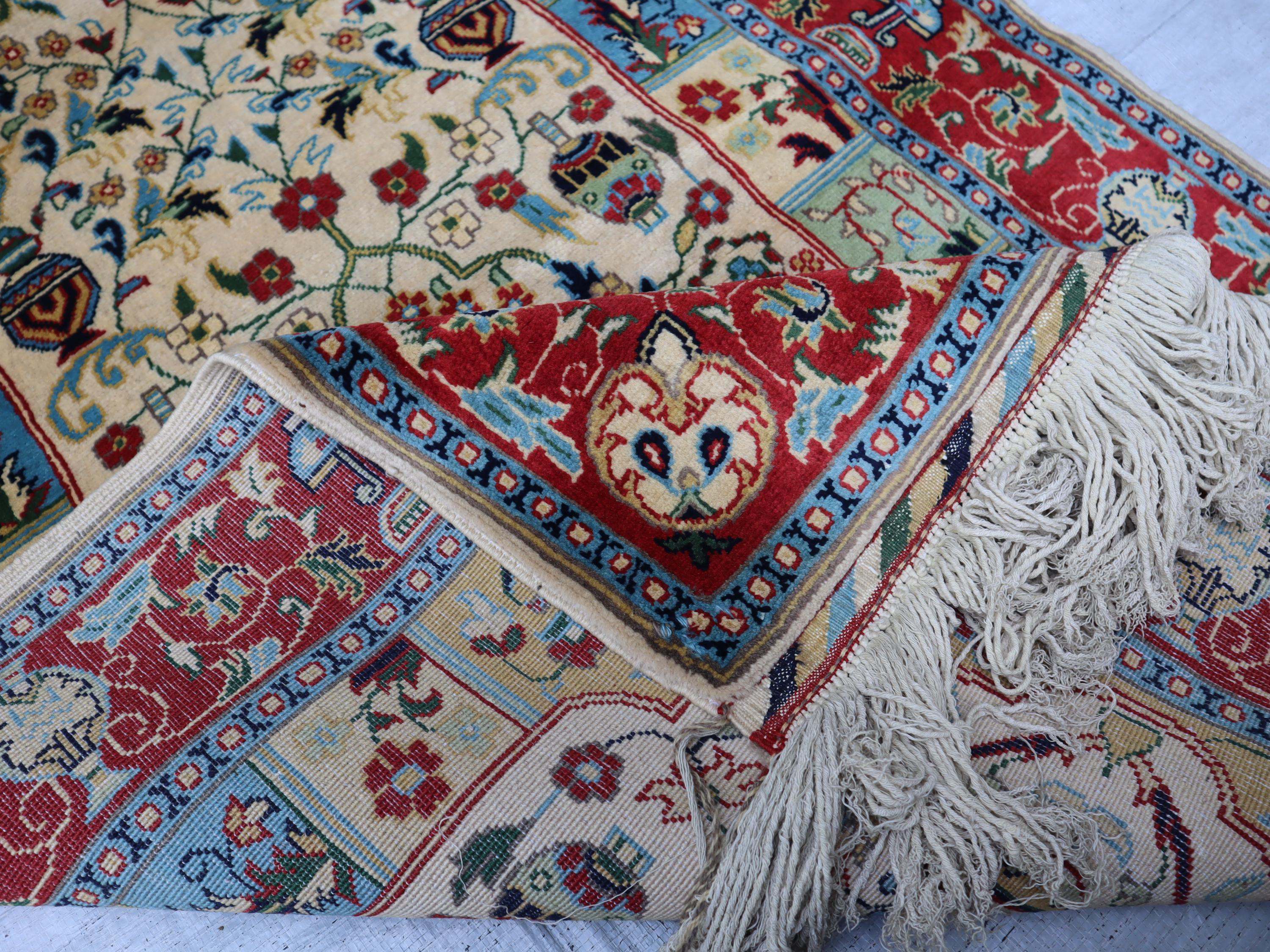 3x5 ハンドメイド ベージュレッドラグ、小さなアフガニスタン