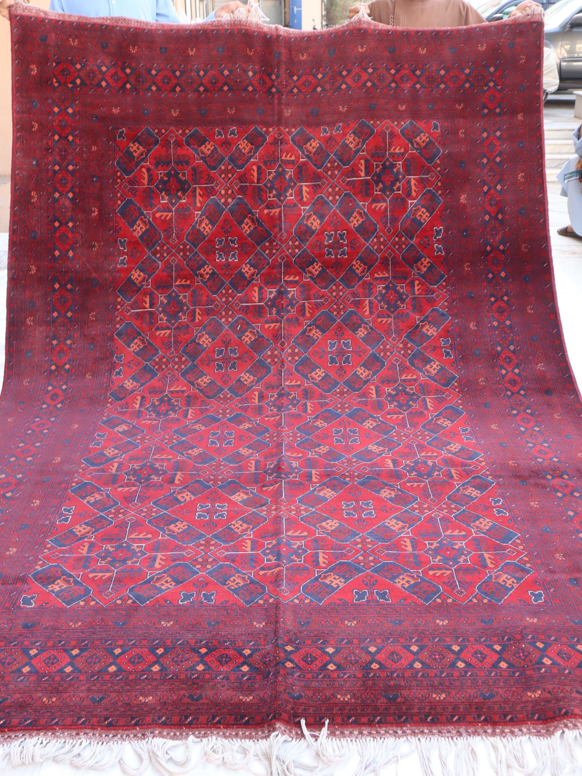 Tapis turc d'appoint vintage noué à la main avec poils de laine rouge