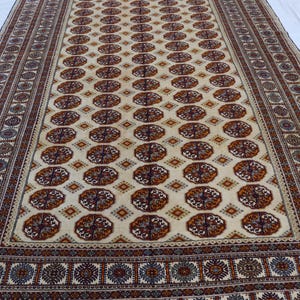 6x10 Handmade Turkmen Silk rug, Afghan Fine Quality Beige Red Orange Large Silk Carpet, Vintage Oriental traditional rug, living room rug