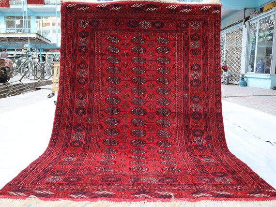 ペルシャ トルクメン ブハラ アンティーク 手作りラグ 302X354