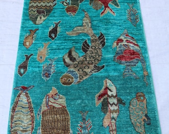 4 x 6フィートのアンティークキリムラグ、ヴィンテージ幾何学模様