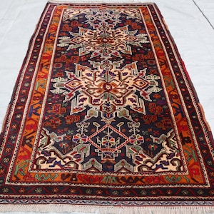 Afghan Rug 3x5 ft Vintage Rug, Turkmen Caucasian Rug, 1960s Antique Rug, Handmade Wool Rug, Oriental Rug, Bedroom, Office, Kitchen Rug, gift