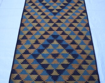 Tappeto Kilim vintage 3x6, tappeto floreale in lana beige, tappeto afgano fatto a mano per la casa, kilim orientale a tessitura piatta, kilim antico da parete turco,
