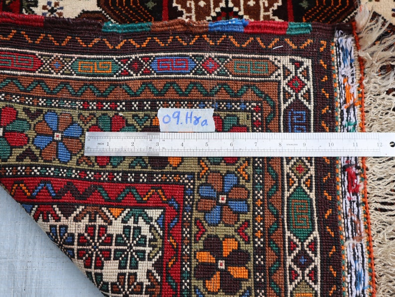 2 x 4 fot antik matta, afghansk handknuten ullmatta, turkmensk 3x5 vintagematta, heminredningsmatta, tribal orientalisk matta, sovrums-vardagsrumsmatta bild 10