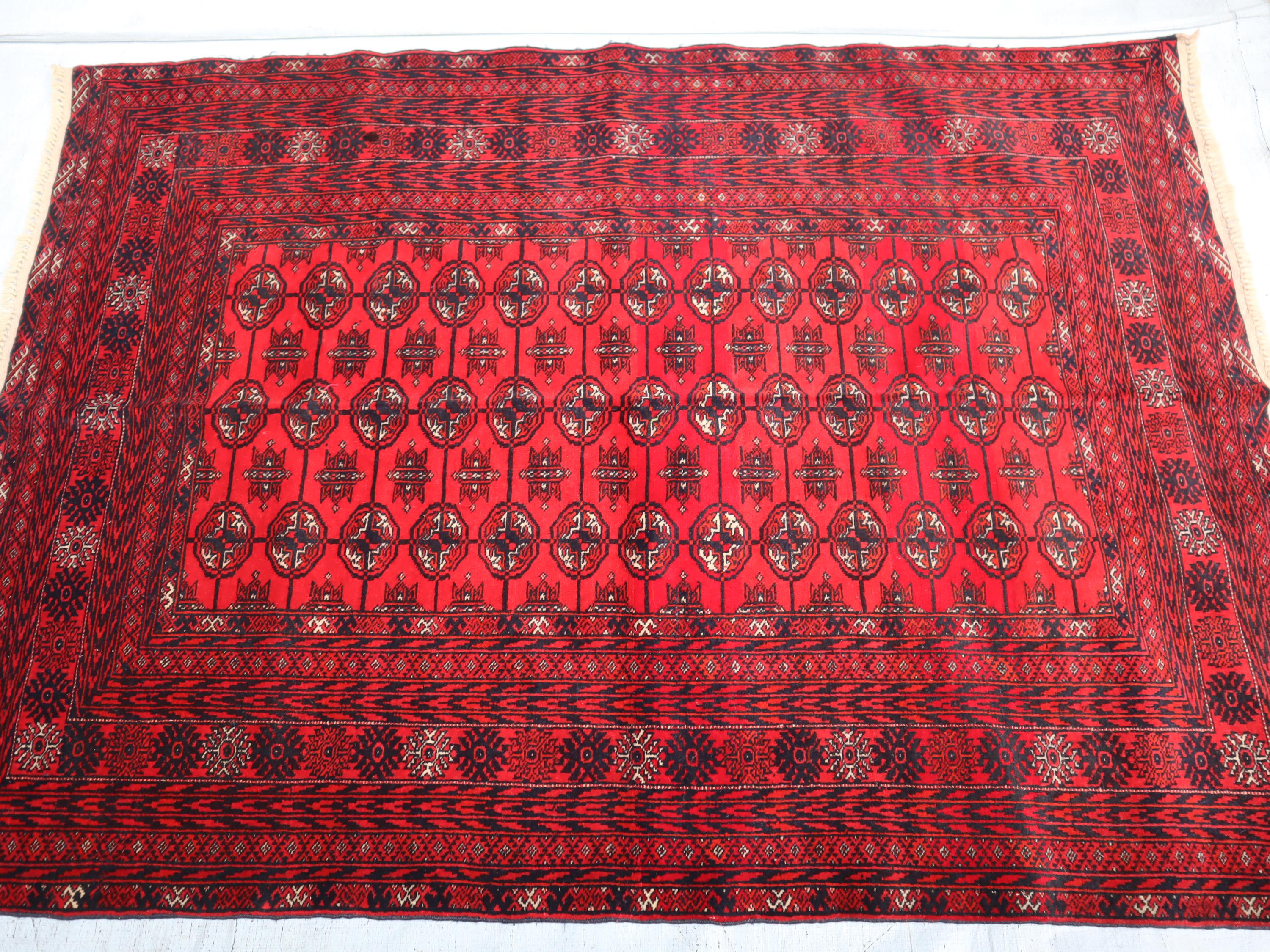 4x6 Ft Afghan Vintage Rug, Handmade Turkmen Tribal Tekke Ethnic