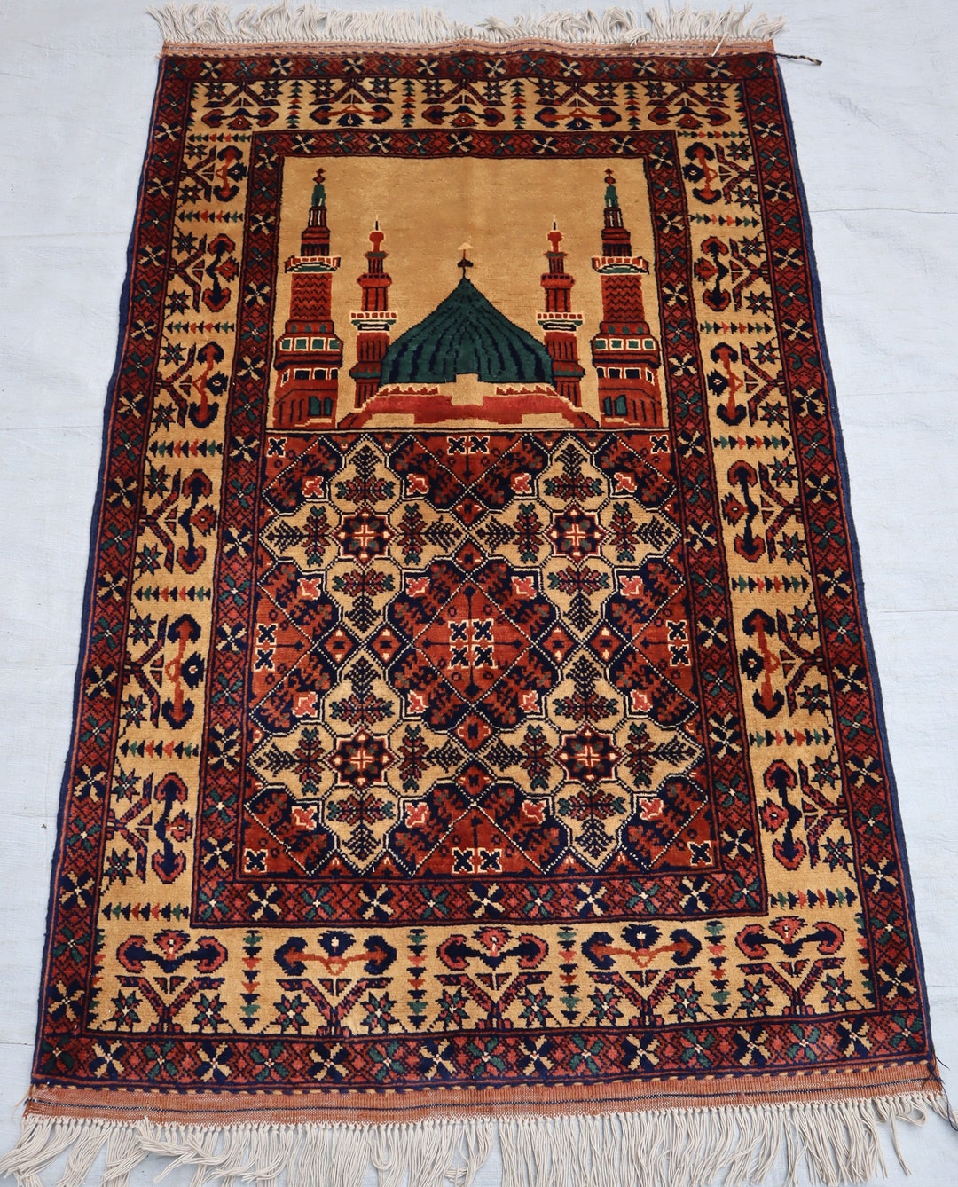 2x4 Afghan Bukhara Prayer Rug, Orange Handmade Wool, Area Rug, Tribal ...