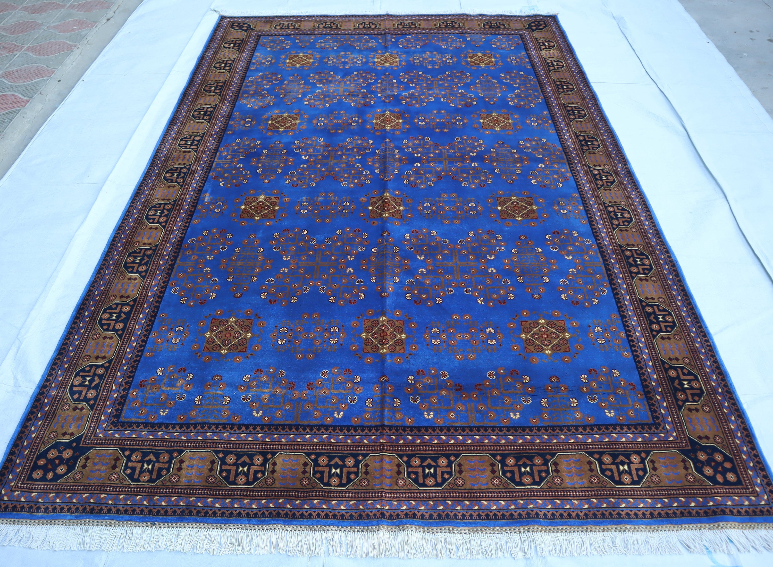 ラグ・カーペット Bukhara rugs 7x10 Navy Blue Bukhara Rug. Top Quality Afghan Handmade Wool Area