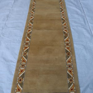 Vintage 2x9 ft Runner Rug- Afghan Handmade Wool Rug- Oriental Rug- Turkmen Tribal Rug- Hallway Runner- Kitchen Runner- Terracotta Beige Rug