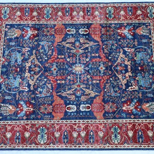 9x12 Heriz Area Rug - Navy Blue Persian style Afghan Hand Knotted Veg dyes Wool Large Wool Rug - Rug for Bedroom, Dining Living room Carpet