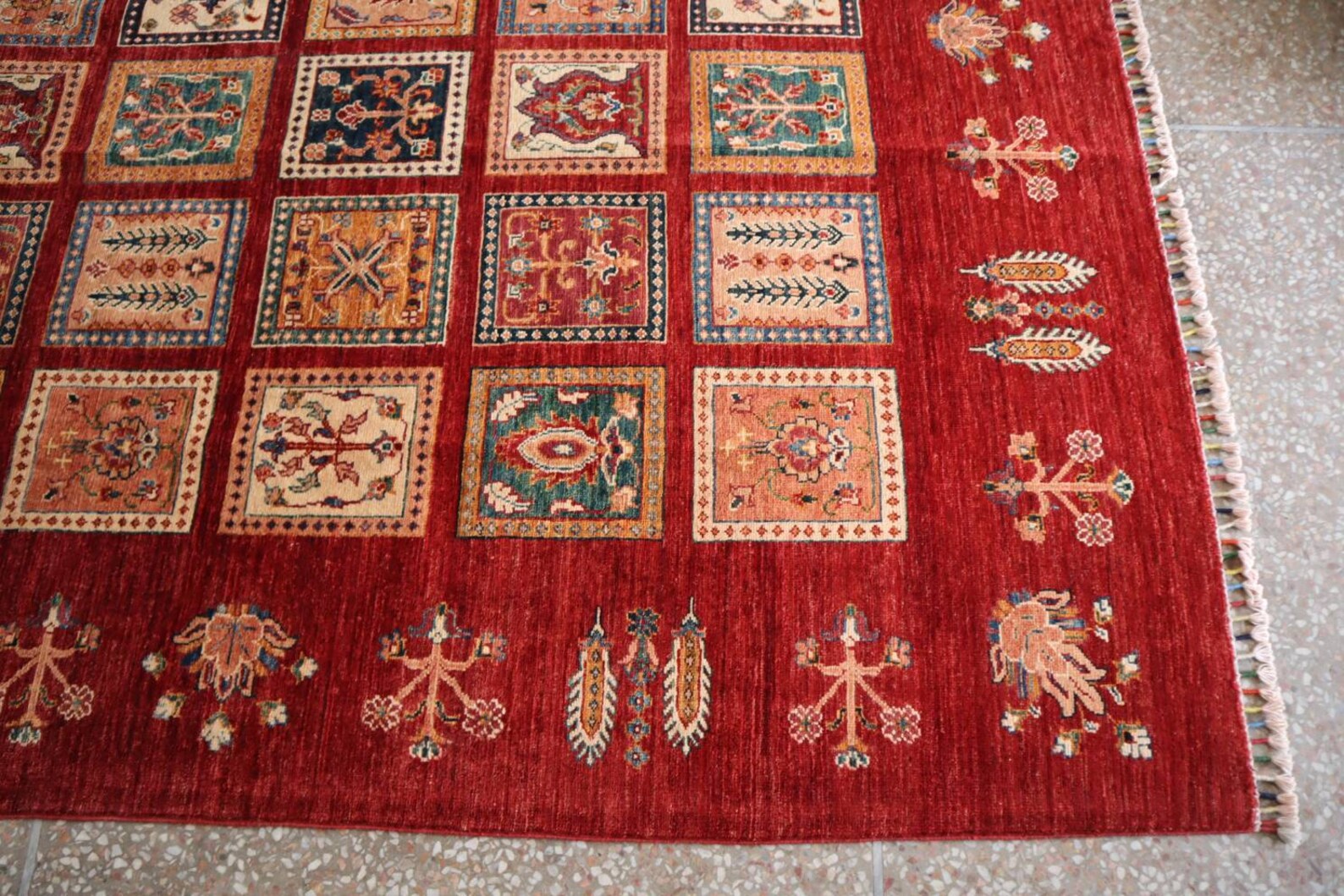 Handmade 8x11 Ft Red Burgundy Wool Rug Mirror Frames Multi Etsy