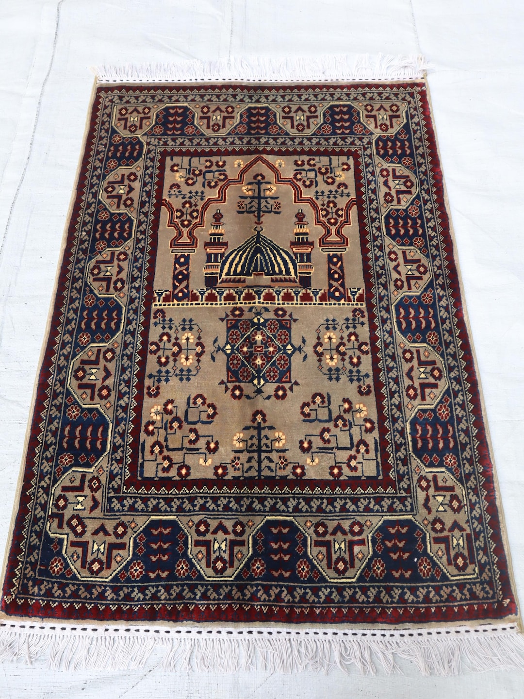 Mosque Rugs 2x4 Vintage Islamic Prayer Rug, Mosque Design Multicolor Woven Sajadah ...