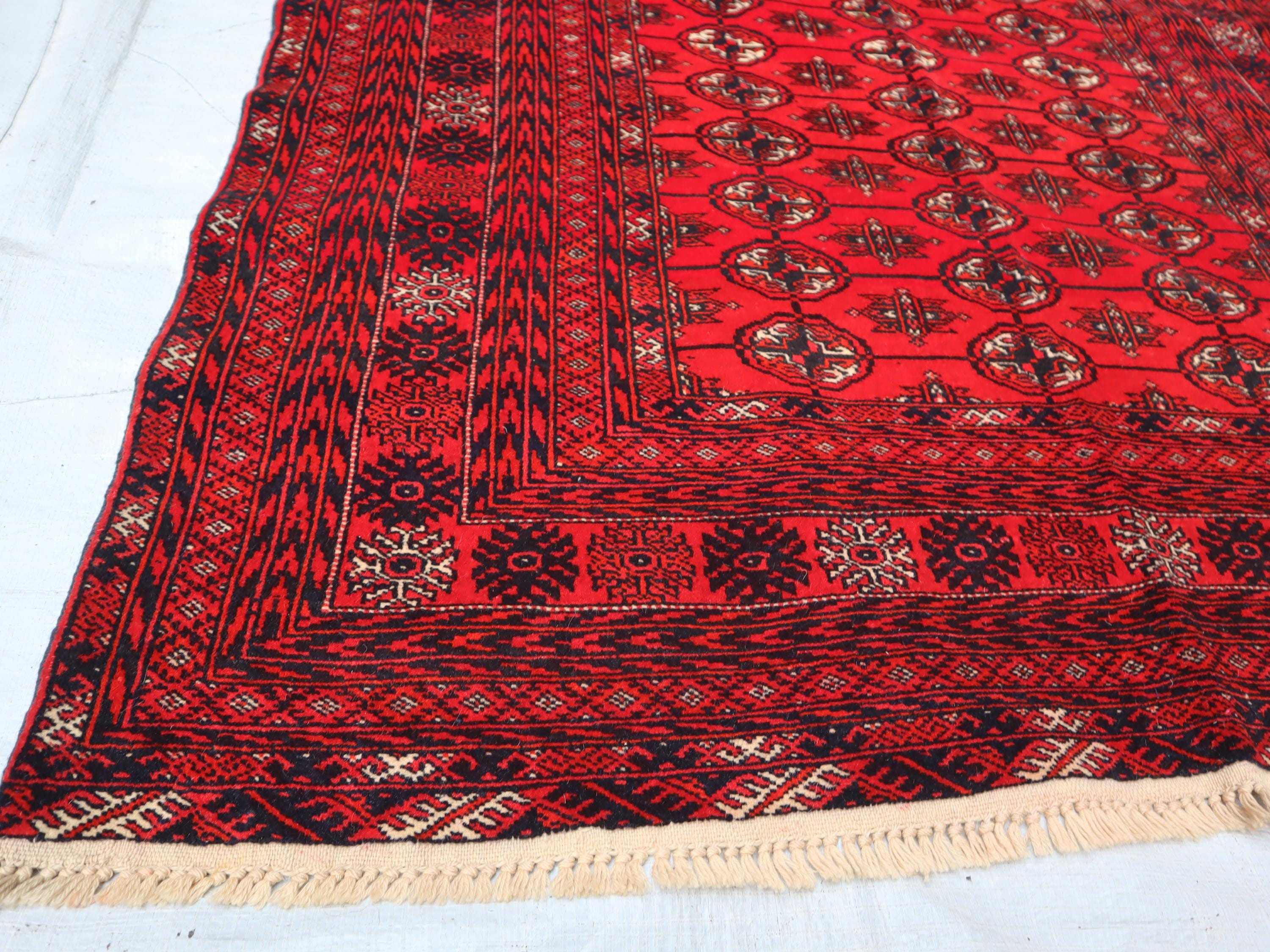 4x6 Ft Afghan Vintage Rug, Handmade Turkmen Tribal Tekke Ethnic