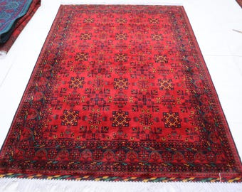 Custom Afghan Bukhara rug, Handmade Turkmen Wool Area rug, Khal Muhammadi Oriental Vintage rug, Tribal rug 3x5, 4x6, 5x7, 6x8, 7x10, 8x11 ft