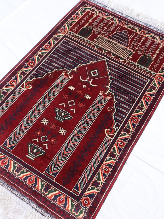 2x4 アフガニスタン高級祈祷用ラグ、トルクメン手織りウールラグ、東洋