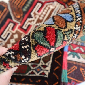 2 x 4 fot antik matta, afghansk handknuten ullmatta, turkmensk 3x5 vintagematta, heminredningsmatta, tribal orientalisk matta, sovrums-vardagsrumsmatta bild 8