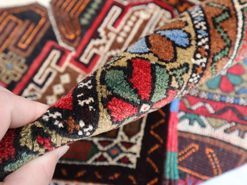 2 x 4 fot antik matta, afghansk handknuten ullmatta, turkmensk 3x5 vintagematta, heminredningsmatta, tribal orientalisk matta, sovrums-vardagsrumsmatta bild 8