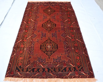 4x6 ft Antique Rug, Soft Pile Vintage Rug, Afghan Handmade Wool Area Rug, Bedroom rug, Living Room carpet, Authentic Genuine Baluchi rug