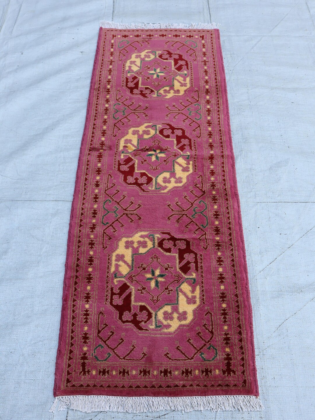 Hand-knotted Afghan Tribal Runner Rug, Purple Wool Hallway Carpet - Etsy
