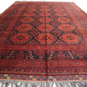 1920s Antique 6x10 Terracotta Rug 6'6x9'9 Classic Bokhara Turkmen Area Rug, Low Pile Handmade Wool Oriental carpet, Turkmen Tribal Bedroom