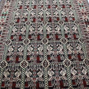 Turkmen Tekke Bukhara Rug 5x7 ft Handmade Wool Top Quality Oriental Afghan Rug/ Ala Bakhmal design Rug/ Bedroom Rug/ Kitchen Living room