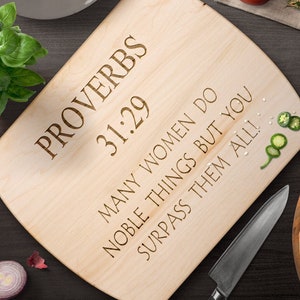 Christian Gifts For Women | Proverbs 31:29 | Cutting Boards | Scripture Gifts | Mother's Day Gift | Mother in law Gift | Mom Gift | Best Mom