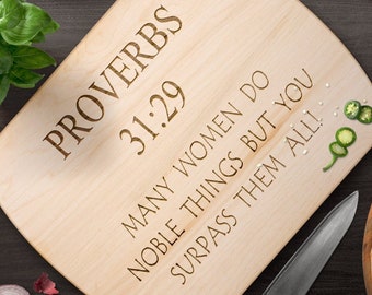 Christian Gifts For Women | Proverbs 31:29 | Cutting Boards | Scripture Gifts | Mother's Day Gift | Mother in law Gift | Mom Gift | Best Mom