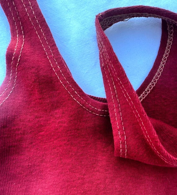 Vintage Red Woolen Baby Jumper Romper Onesie Layette View 4