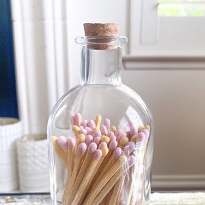 3" Safety Matches Glass Jar with Cork Top and Matches and Striker | Colored Matches | Candle Matches | Long Matches