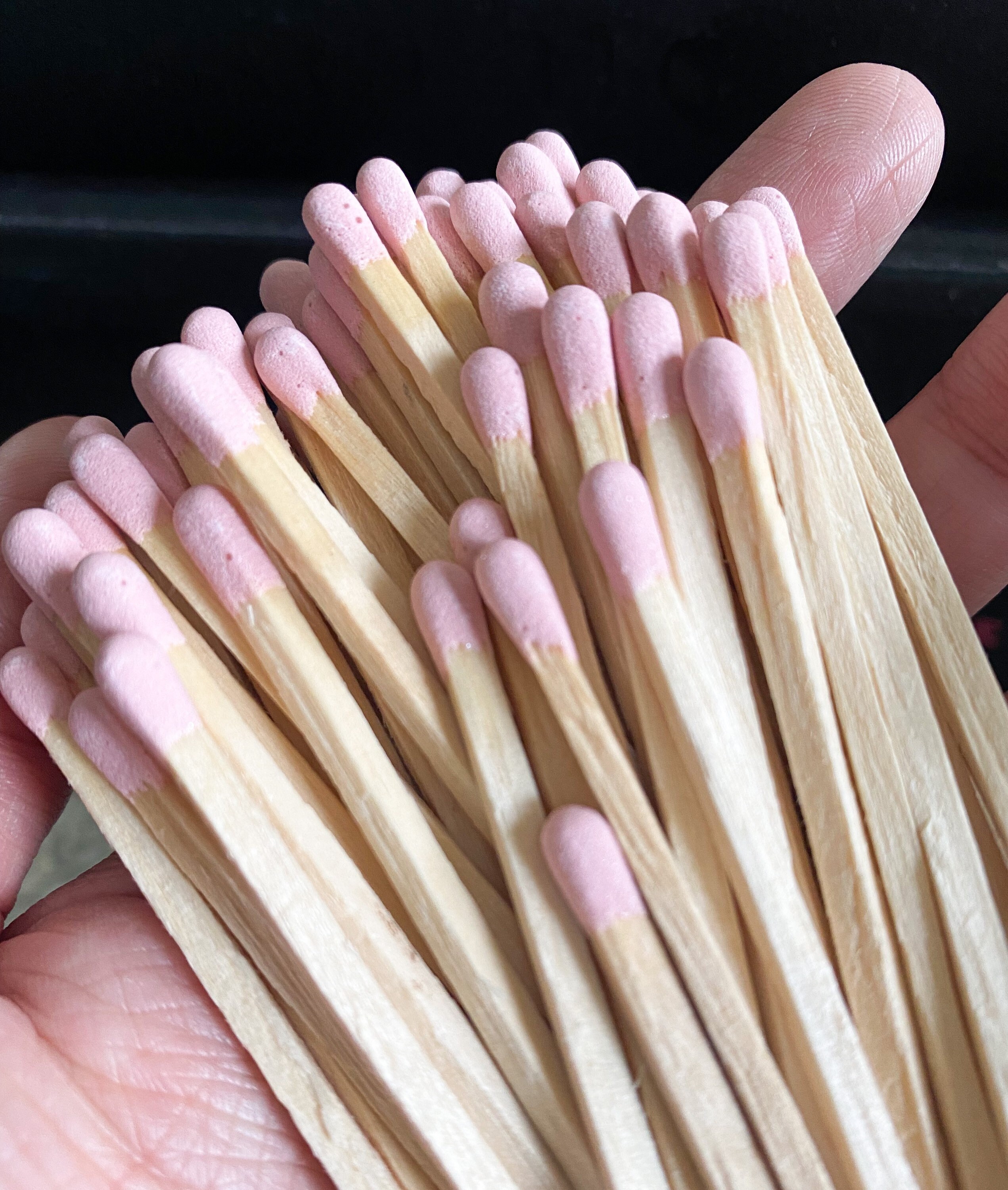 2 Light Pink Tip Safety Matches | Set of 100+ Bulk Artisan Matchsticks  with Striker Stickers by Thankful Greetings | Decorative & Unique Candle
