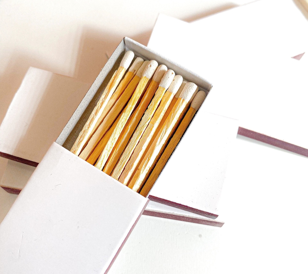 50 Match Box 3 White Matches and Striker Matchboxes Colored Matches