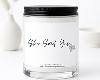 She Said Yes Candle – Engagement Gift, Relationship Gifts for Her, Proposal Gift, Wedding Gift, Romantic Gift, Date Night Gift for Couples