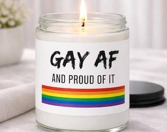 Gay AF Candle – LGBTQ Pride Gift, Pride Flag Candle, Holiday Gift, Valentine’s Day Gift, Pride Candle for Christmas, Personalized LGBTQ Gift