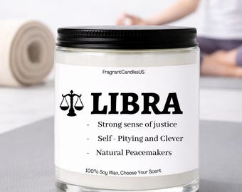 Libra Zodiac Candle | Horoscope Birthday Gift | Astrology Star Sign Candle | Libra Symbol Decor | Gift for Zodiac Lover | Astrology Candle