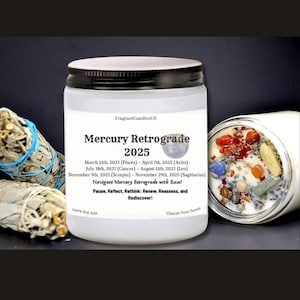 MERCURY RETROGRADE, 2025 Mercury Retrograde, moon phase, Moon Charged, Manifestation candle, Crystal Activated Candle, protection candle