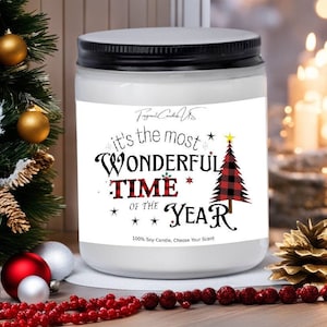 Wonderful time of the year, Christmas candles, Christmas tree, Christmas Gifts, holiday gift candles for friends, family Christmas gifts