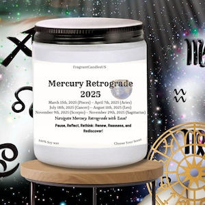 Mercury Retrograde, 2025 Mercury Retrograde candle, spell casting candles, mercury in retrograde protection, 2025 moon phase calendar, sage