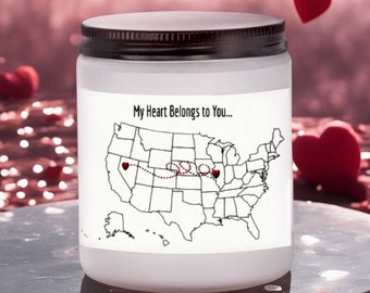 Long distance love gifts, Mothers day gift, gifts for fiancee, best friend gifts, New Home candle, Personalized gifts, State Candles,candles