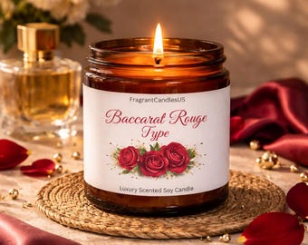 Luxury Perfume Candle, Baccarat Rouge Strong Scent Soy Candle, Romantic Gift for Her, Anniversary Gift, Date Night Candle, Home Fragrance