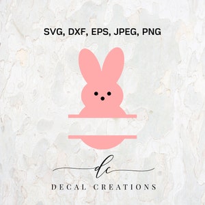 LIQUIDACIÓN POR CIERRE Silueta de conejito de Pascua Peep Split Marshmallow Clipart Archivo de corte digital Diseño Plantilla de calcomanía Vector Svg, Dxf, Png