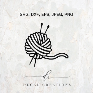 Strickwolle Wollknäuel Silhouette Clipart Digital Cut Datei Design Aufkleber Schablone Vorlage Vektor