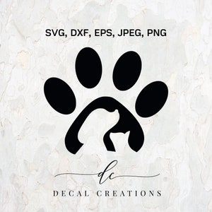 KAUFEN 3 ERHALTEN 1 GRATIS .. Hund und Katze Pfote Liebe Freunde Silhouette Clipart Digital Cut Datei Design Schablone Vorlage Vektor