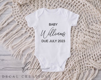 Baby Personalised Bodysuit Pregnancy Announcement | Comming Soon Baby Bodysuit | Personalised Baby Name Bodysuit | Free Shipping