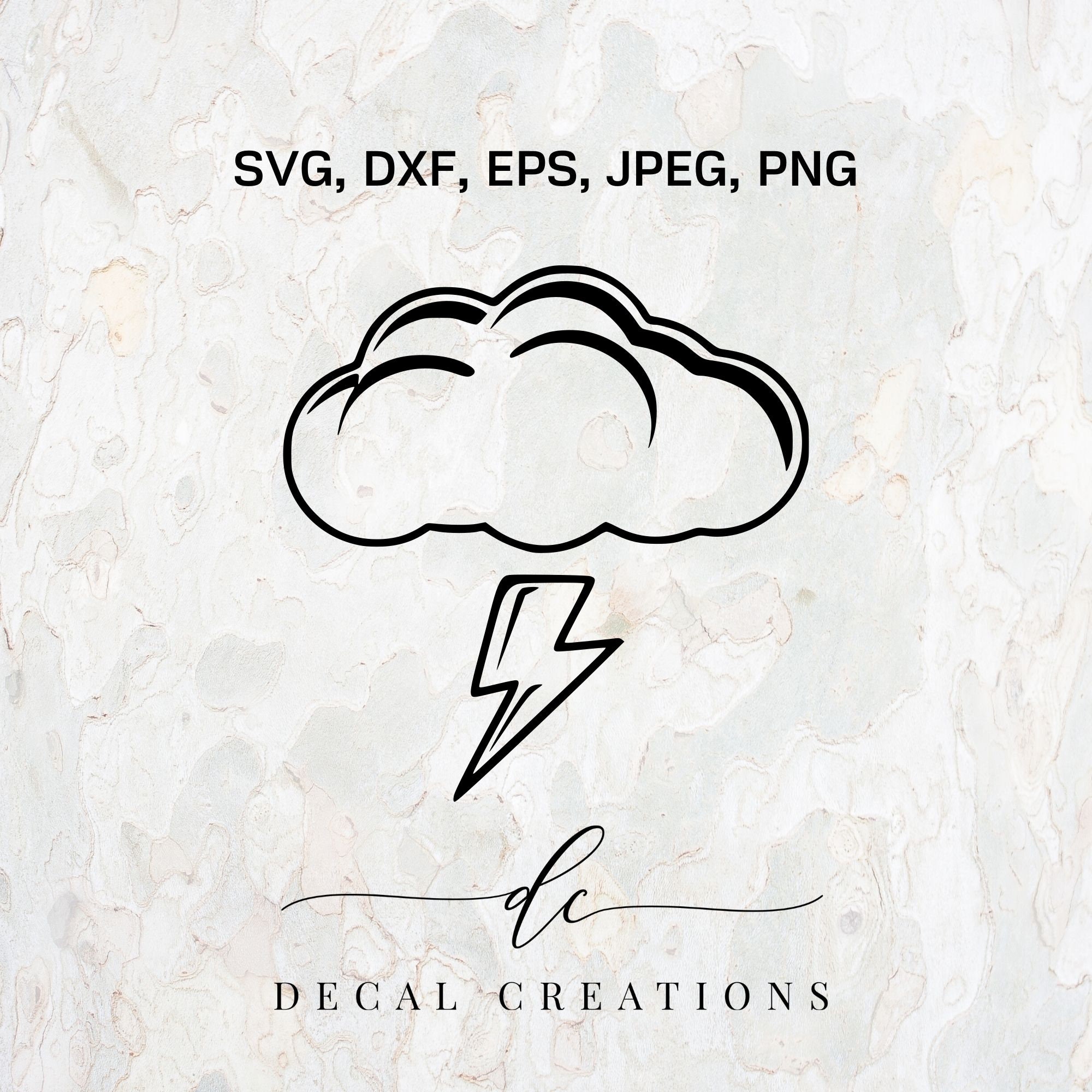 Buy 3 Get 1 Free Cloud With Lightning Storm Silhouette Etsy