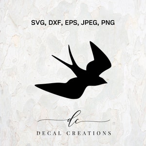 Achetez-en 3, obtenez-en 1 gratuit... Hirondelle oiseau tatouage Martins Silhouette Clipart numérique couper fichier design sticker pochoir modèle vecteur Svg, Dxf, Png, Eps