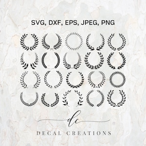 BUY 3 GET 1 FREE.. 20x Laurel Wreaths Circle Silhouette Clipart Digital Cut File Design Decal Stencil Template Vector Svg,Dxf,Png,Eps