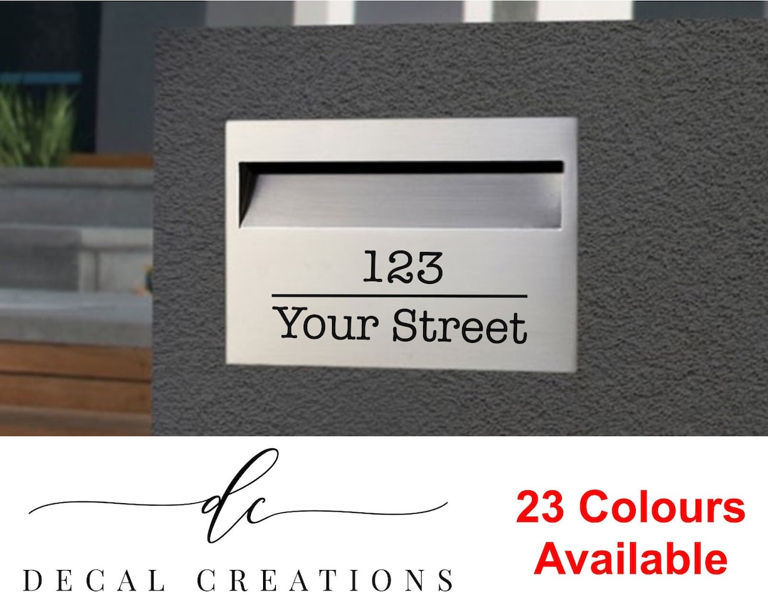 20 Colours Custom Letterbox Number Decal, Letterbox Street Name